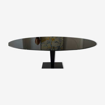 Round table in black Italian vintage glass