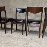 Series Set of 6 vintage Scandinavian rosewood chairs from the 1960s