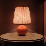 Ceramic table lamp with 80s fabric lampshade