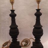 Pair of black baluster lamps