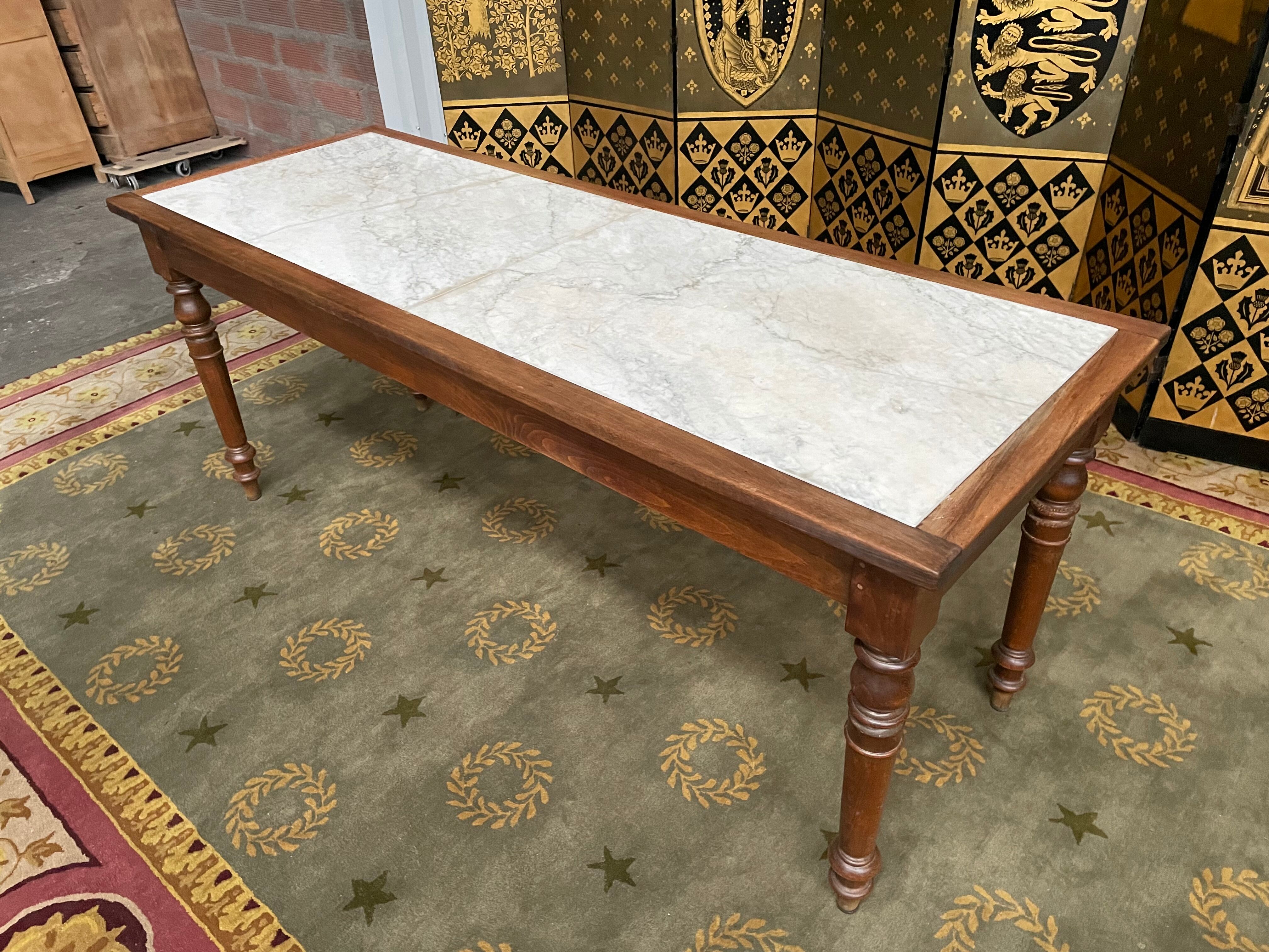 Louis Philippe marble farmhouse loom table