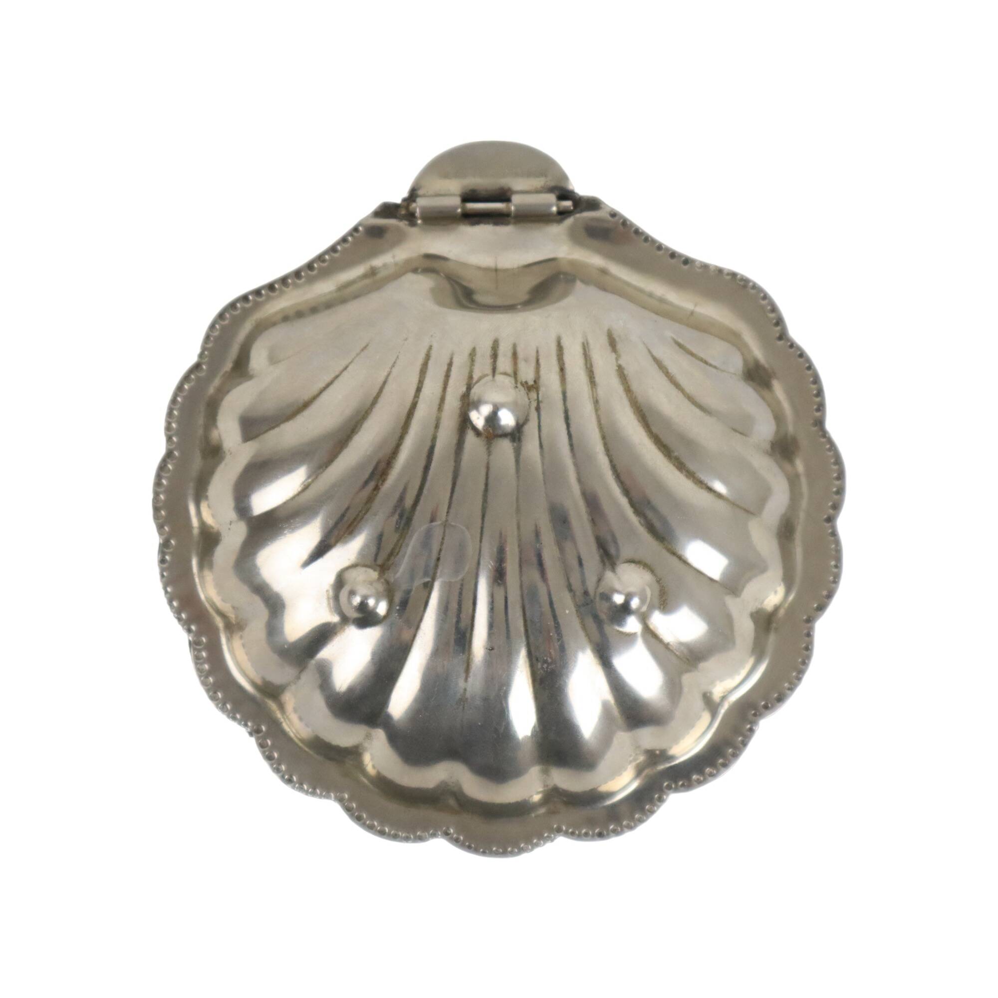Vintage Argent Plaqué Shell Beurrier Caviar Holder Verre Marqué