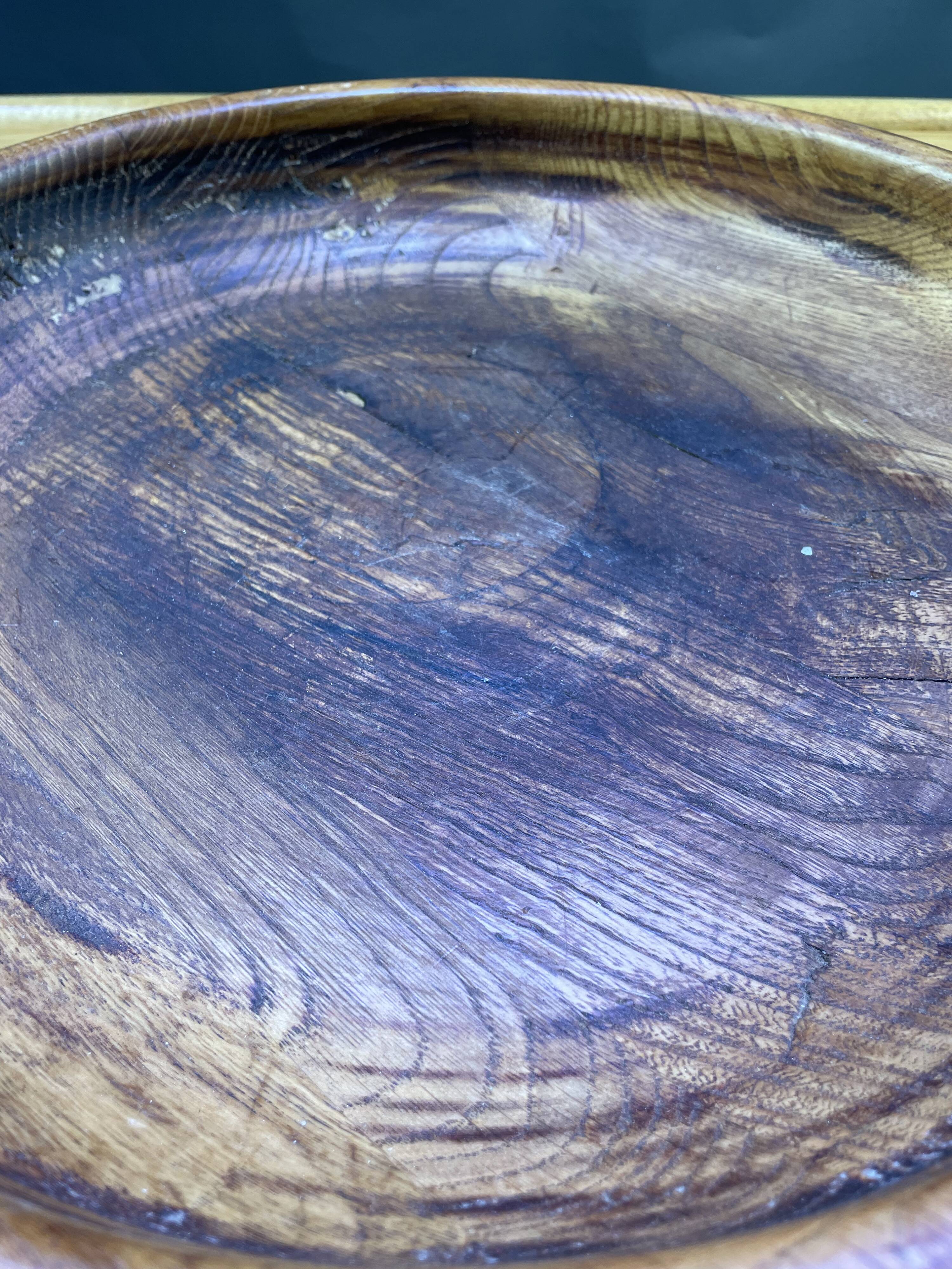 Vintage round wooden platter