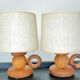 Pair of Scandinavian wooden lamps 60s-70s