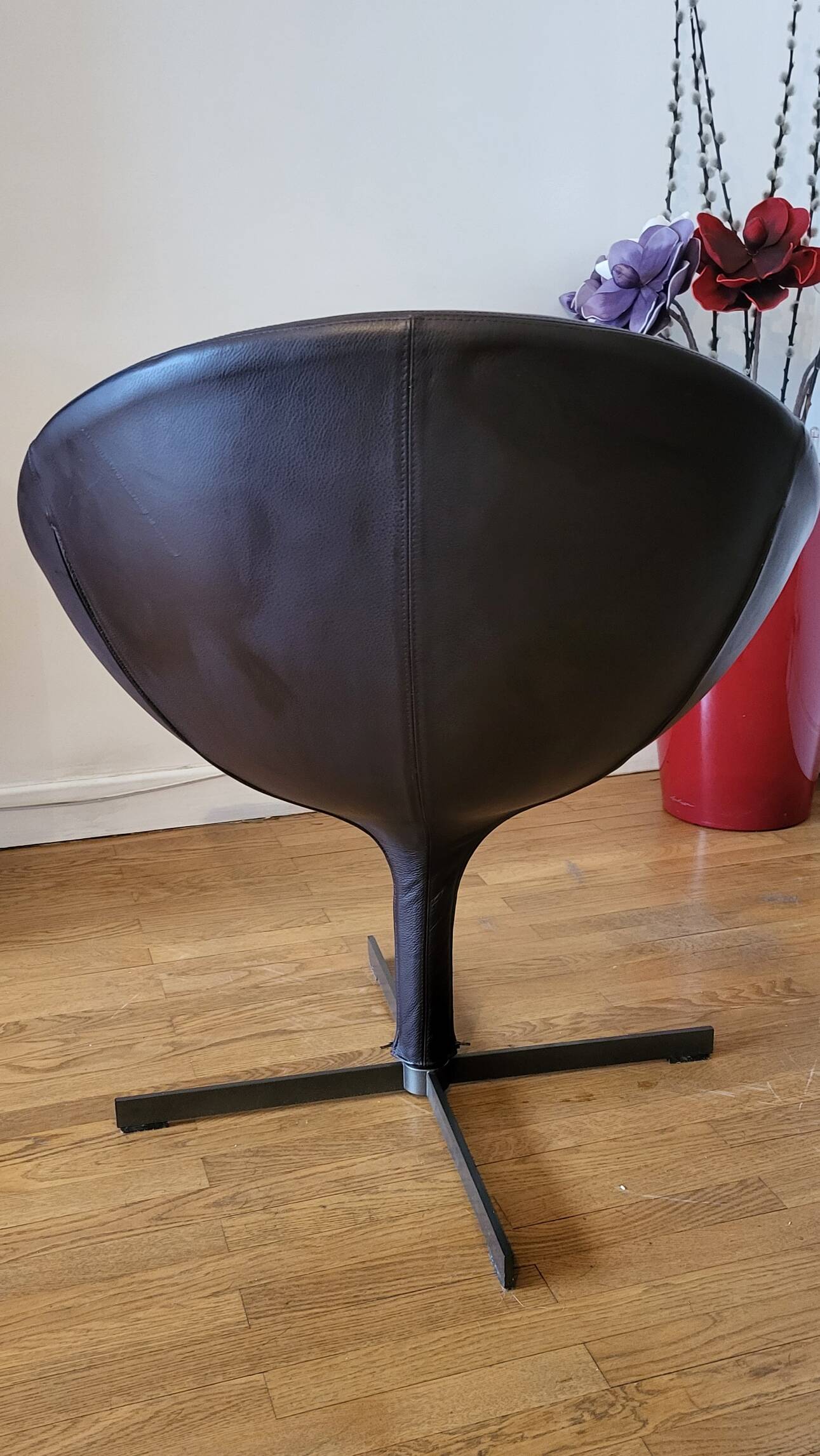 Christophe Pillet armchair by Zanotta in brown leather, modern Italy.