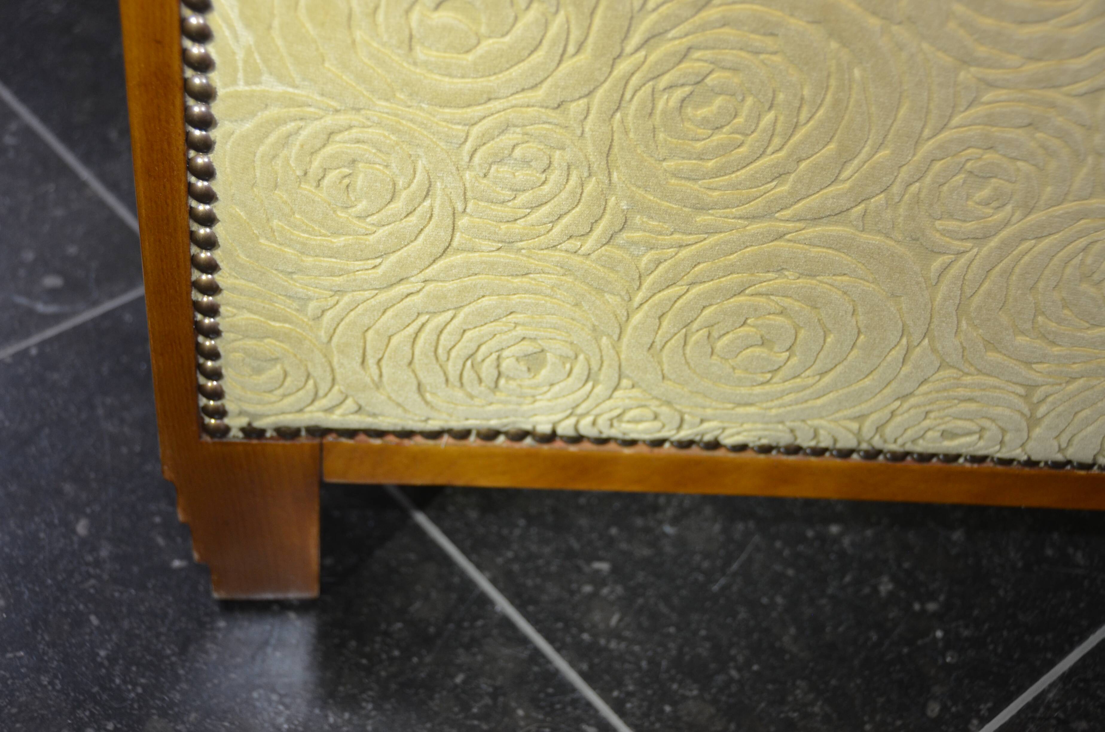 Pair of Art Deco armchairs and poufs