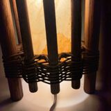Lampe en bois jungle années 80