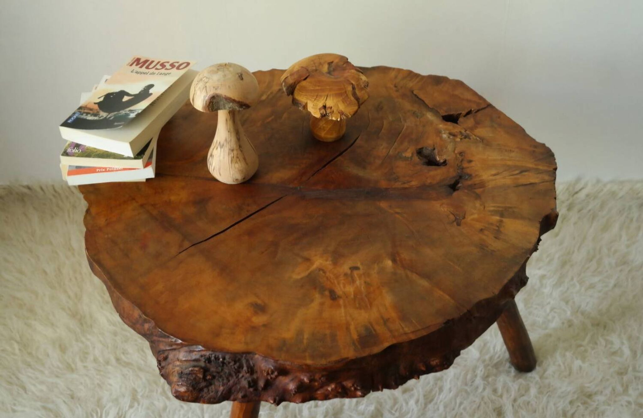 Side table, low brutalist tree stump.