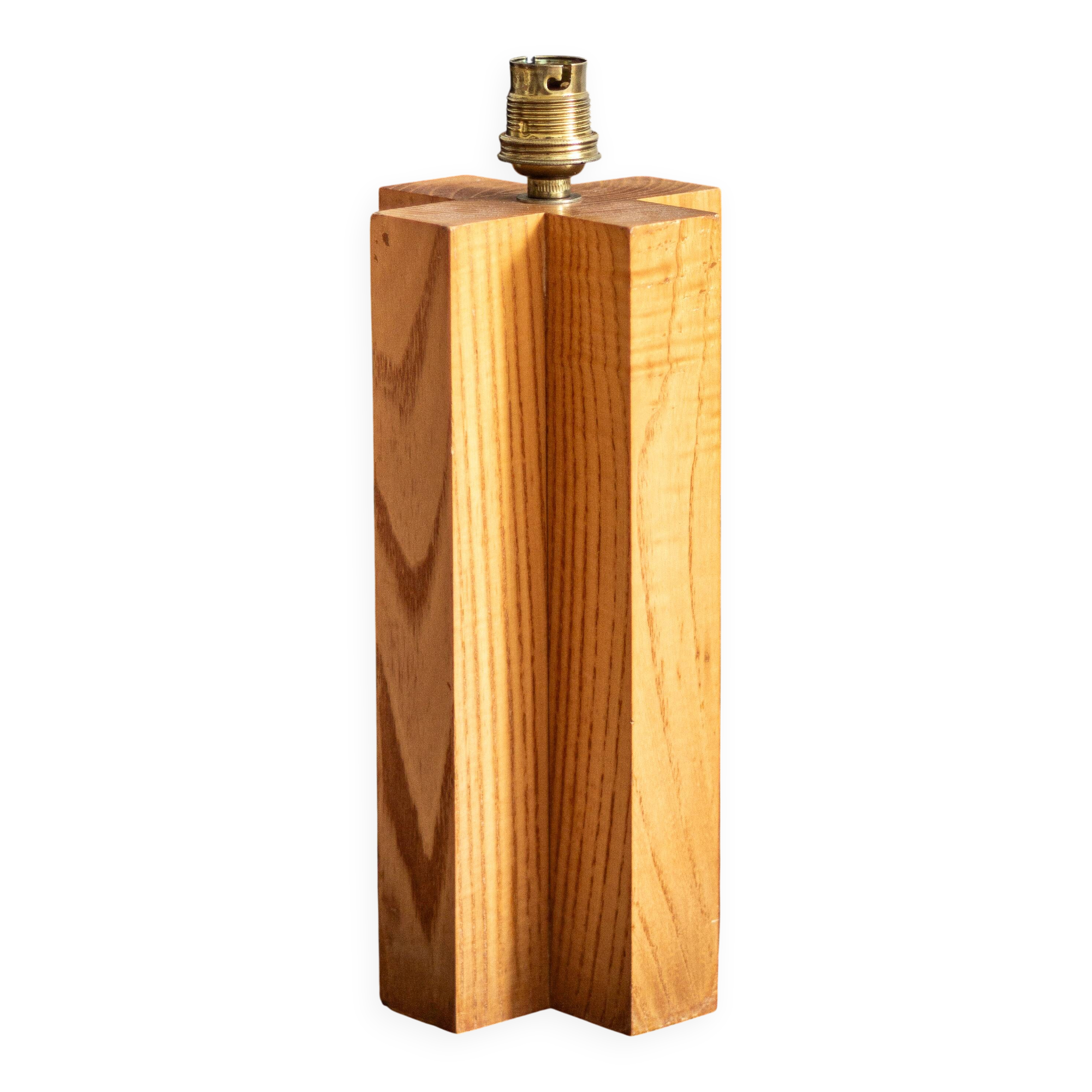 Wooden lamp base in a cross shape, 1970s-80s