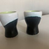 pair of green lined Vallauris 196O egg cups