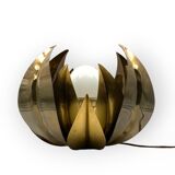 Lampadaire/lampe de table en laiton fleur de lotus, attr. Bottega Gadda, Italie, 1970
