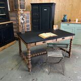 Louis XIII style table in raw oak