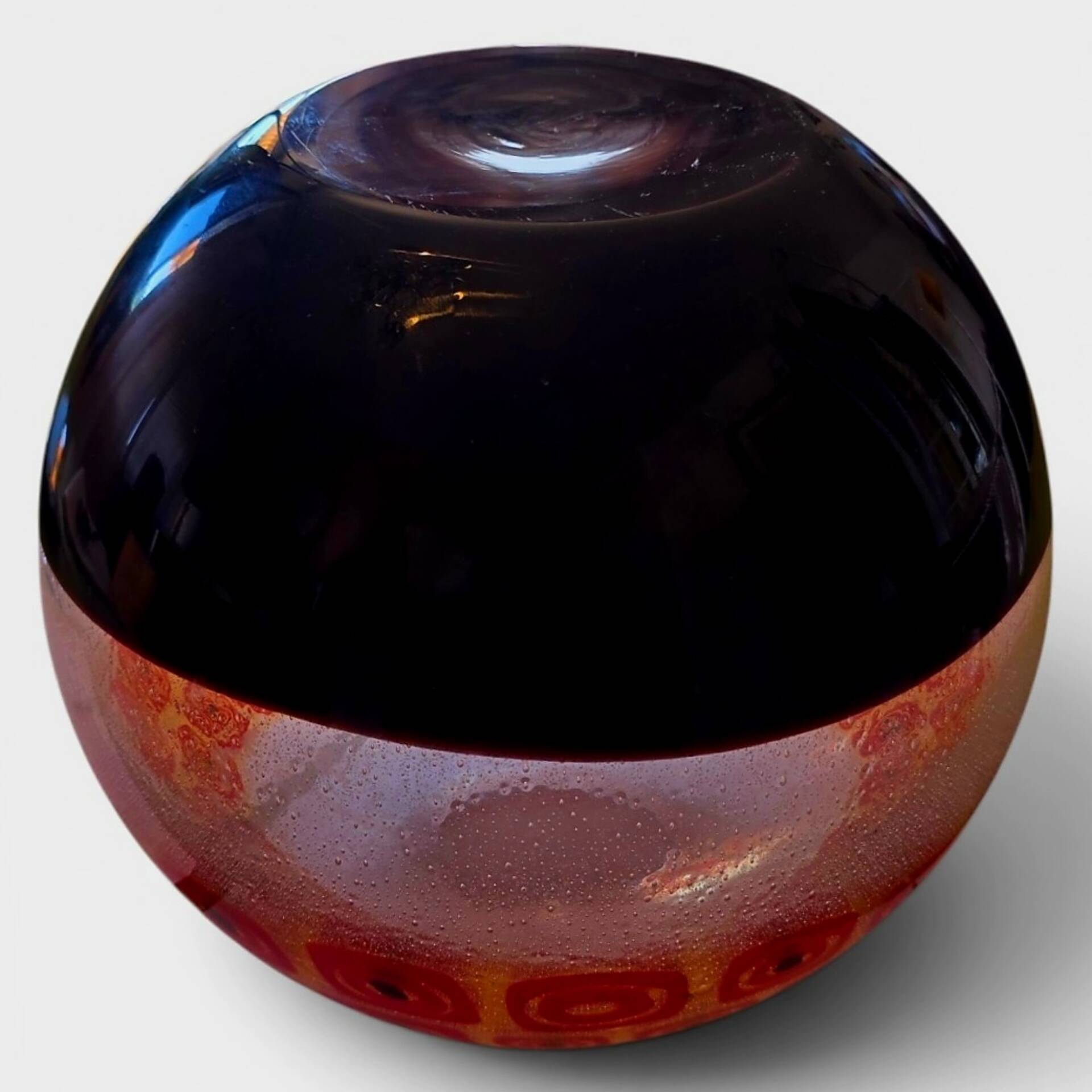 Murano blown glass vase – "Murrines" decoration and Bullicante effect
