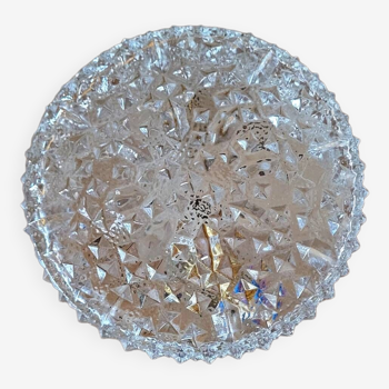 Petite applique murale ou plafonnier vintage en verre moulé motif pointe diamant