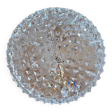 Small vintage wall or ceiling light in molded glass with diamond point pattern