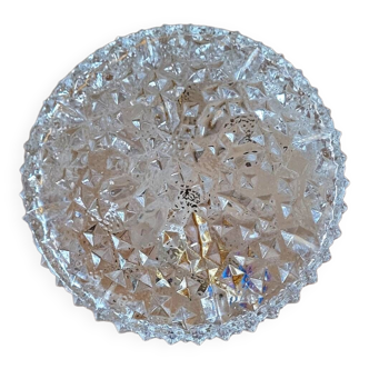 Petite applique murale ou plafonnier vintage en verre moulé motif pointe diamant