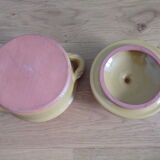 Pot with lid, ceramic soup maker enamelled with mustard yellow