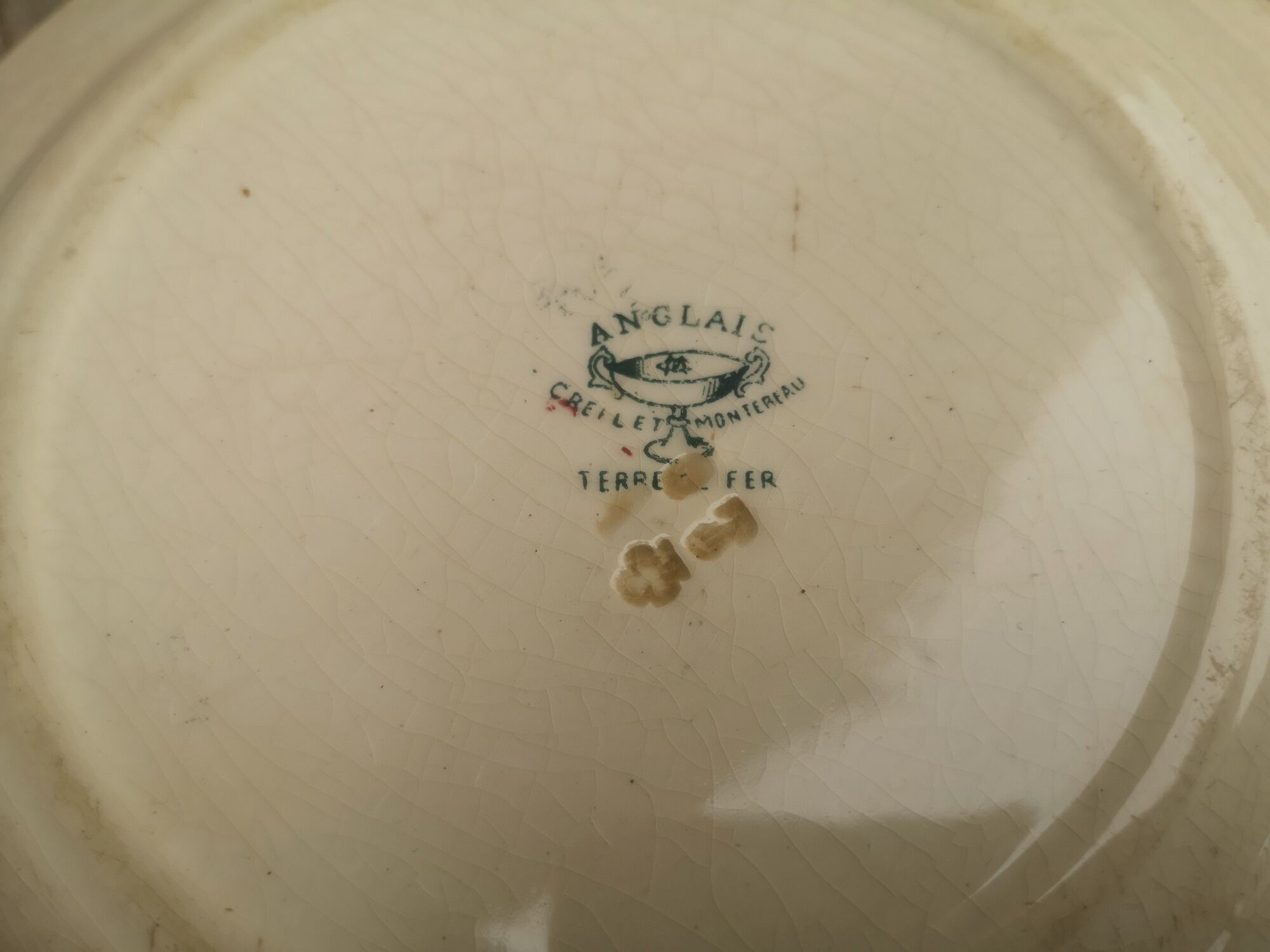 Plate old Terre de Fer Creil and Montereau Collection English