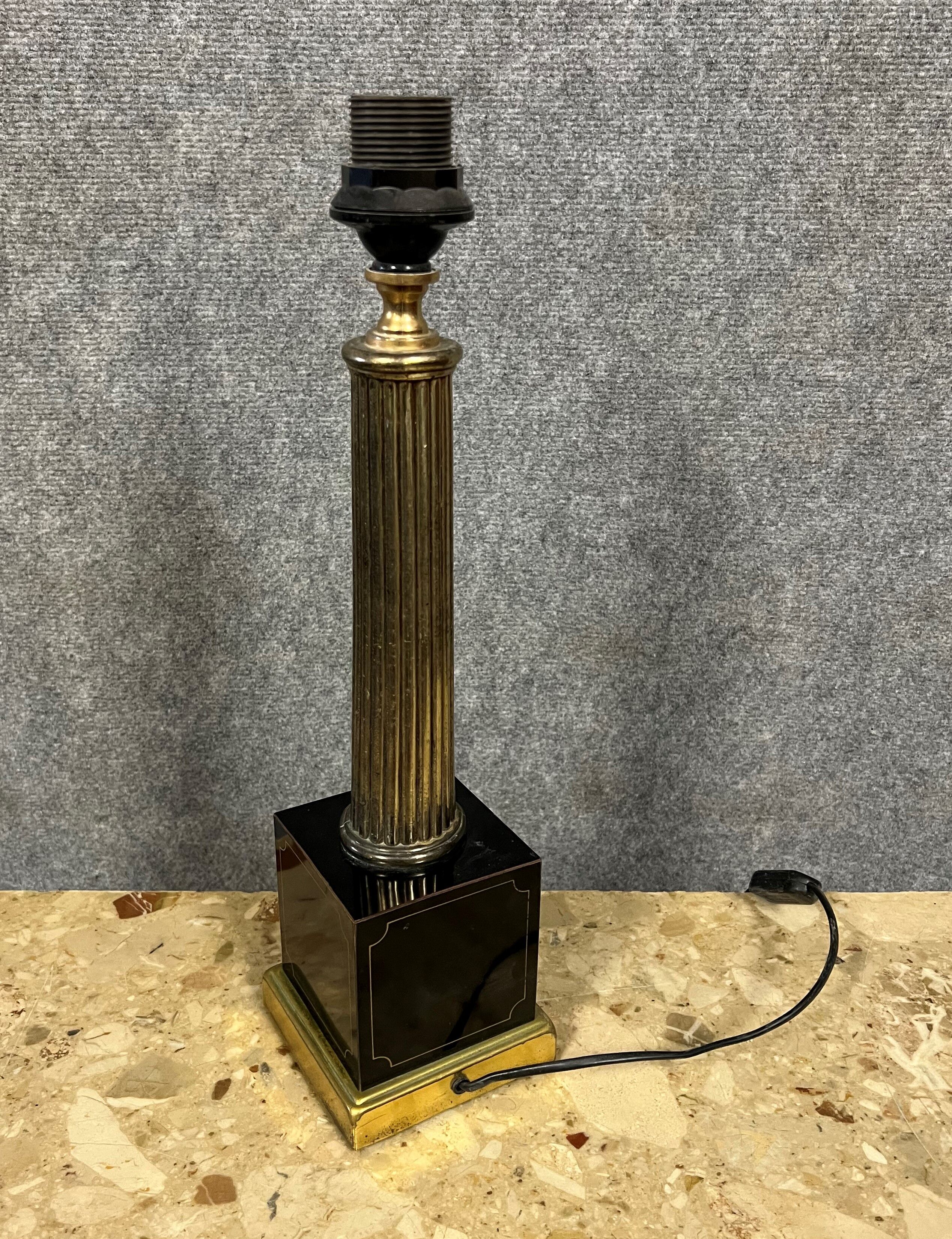 Vintage lamp foot in black marble and gilded bronze from the 60s-70s