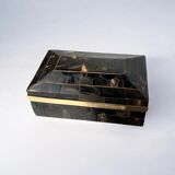 Tessellated faux tortoiseshell & brass jewellery box, Italy, 1970s