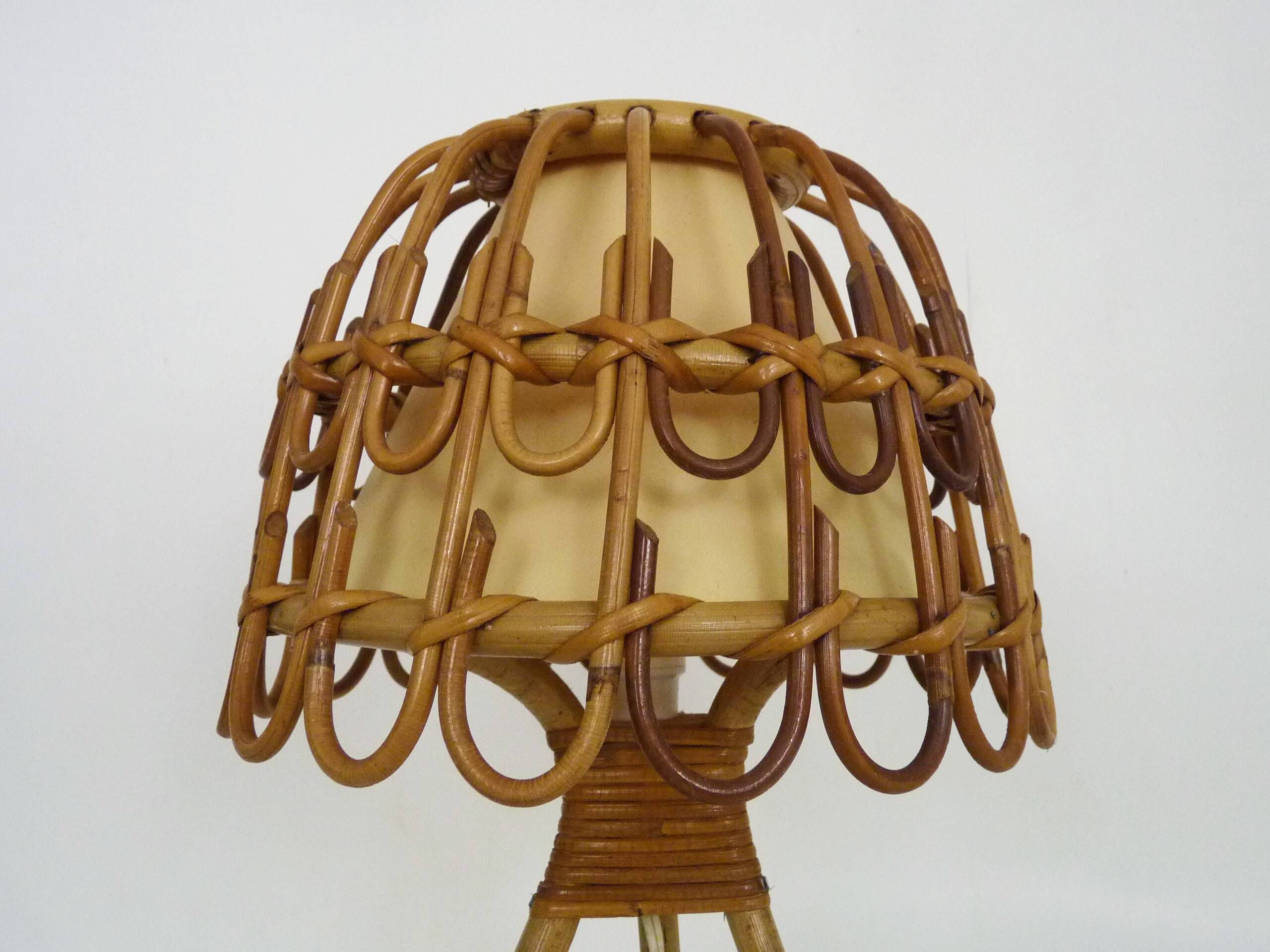 Rattan lamp in the style of Louis Sognot from the 1950s.