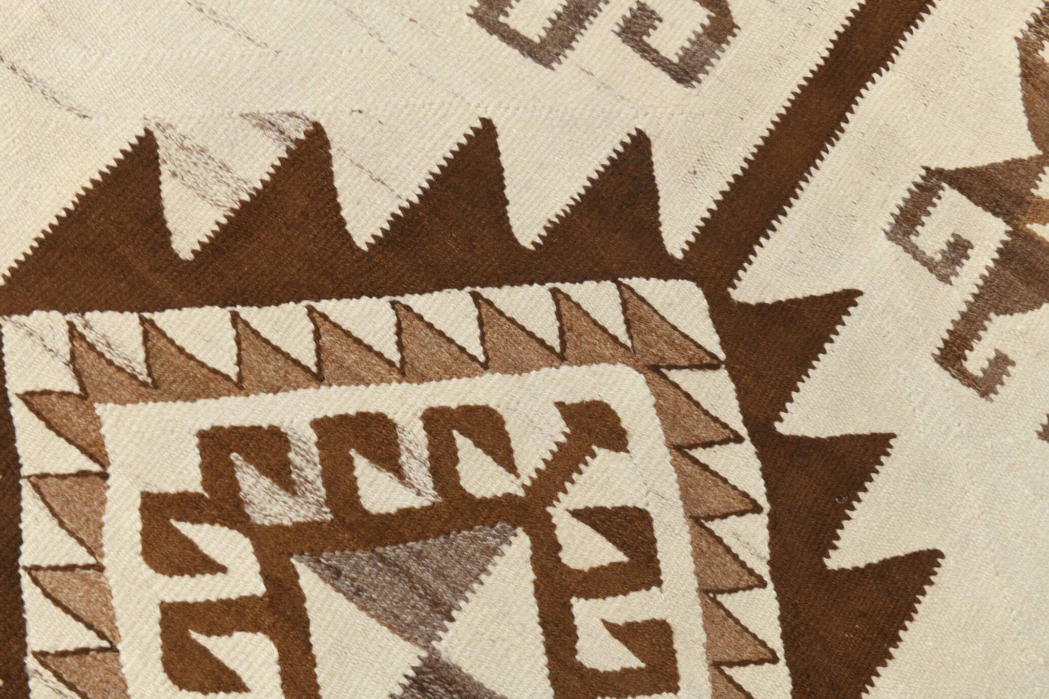 Tapis de couloir Kilim beige et marron 3x12, tapis turc délavé, 95x373 cm