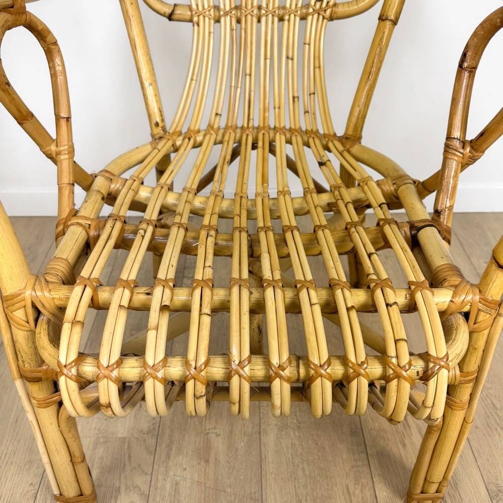 60s adult bamboo and rattan armchair