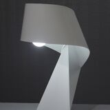 Vintage lamp "Ribbon" folded metal lacquered white design by Claire Norcross & Habi