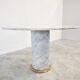 Vintage round White marble dining table 1970s