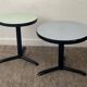 Pair of vintage metal and Formica pedestal tables