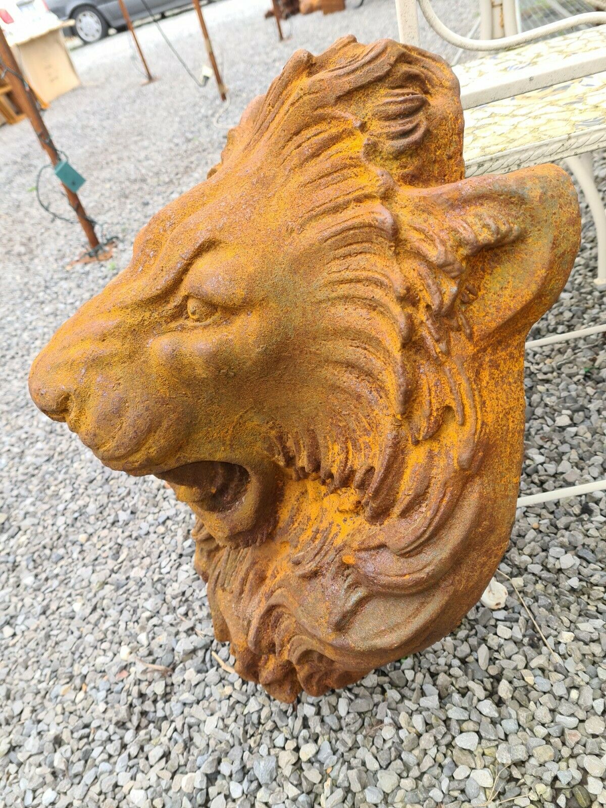 Cast iron lion's head, wall fountain