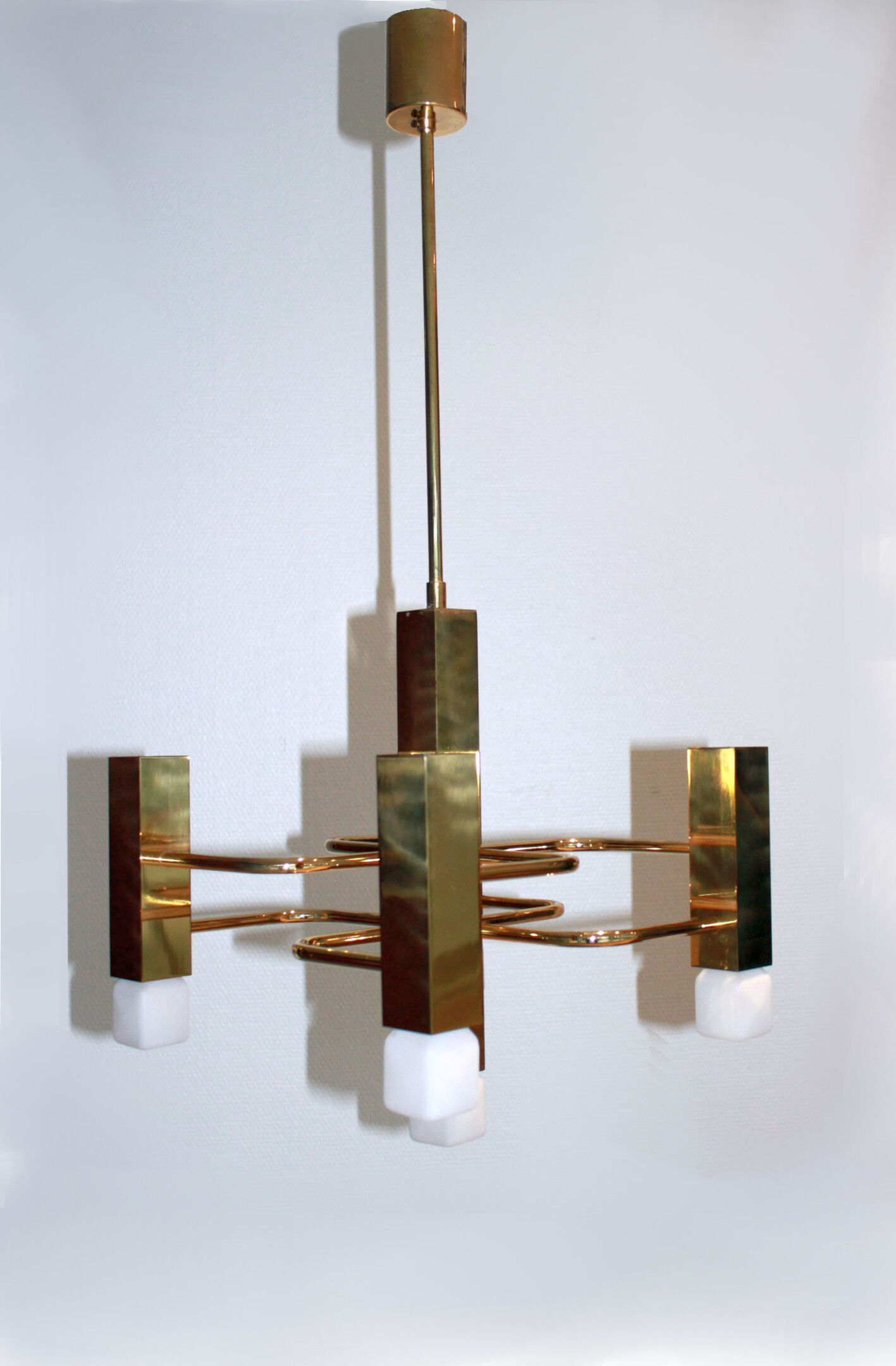 Sciolari chandelier, 5 square lights, 1970