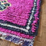Moroccan Boucherouite fushia rug in recycled cotton 150x275cm