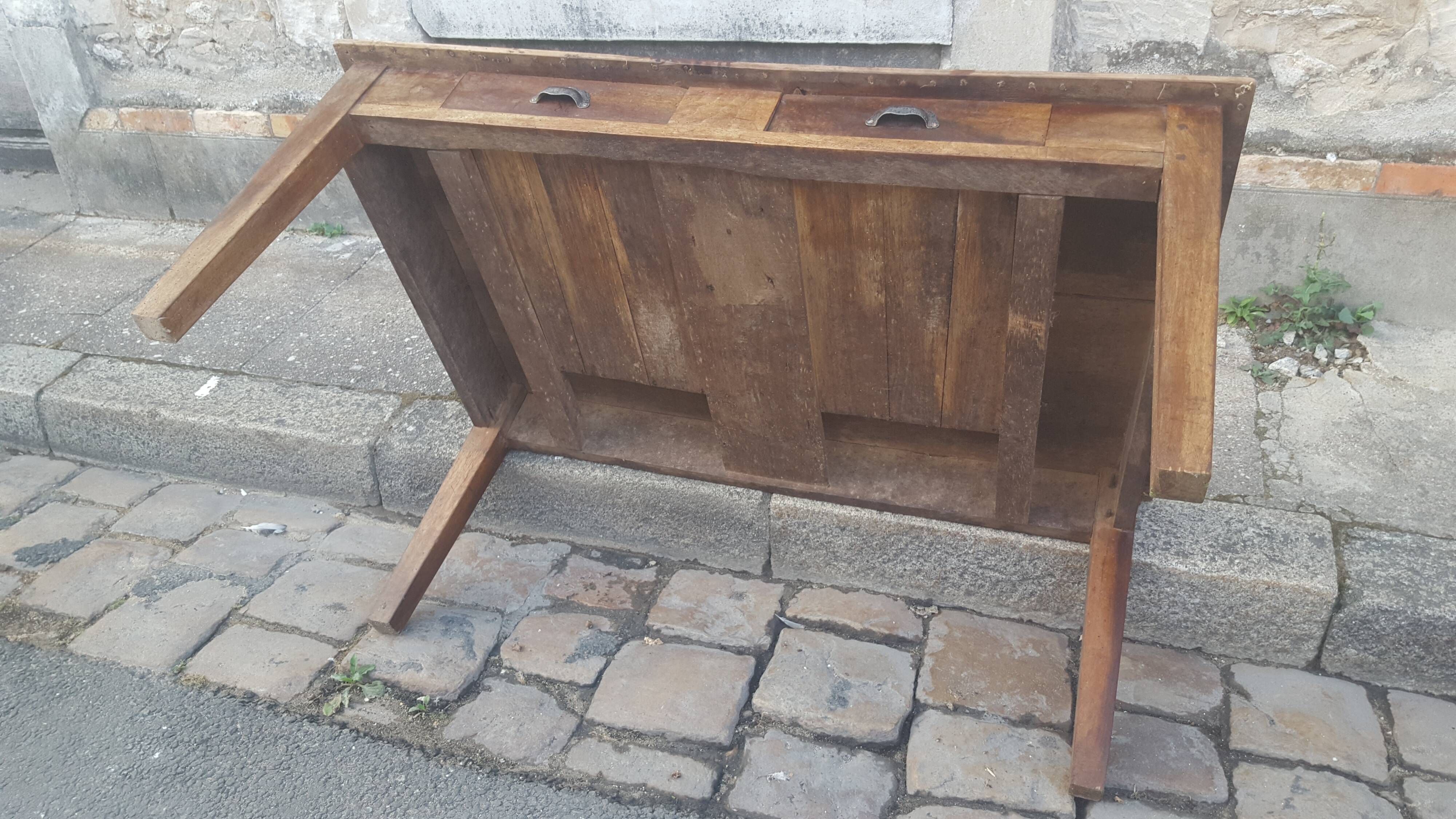 Farm table coffee table with drawers