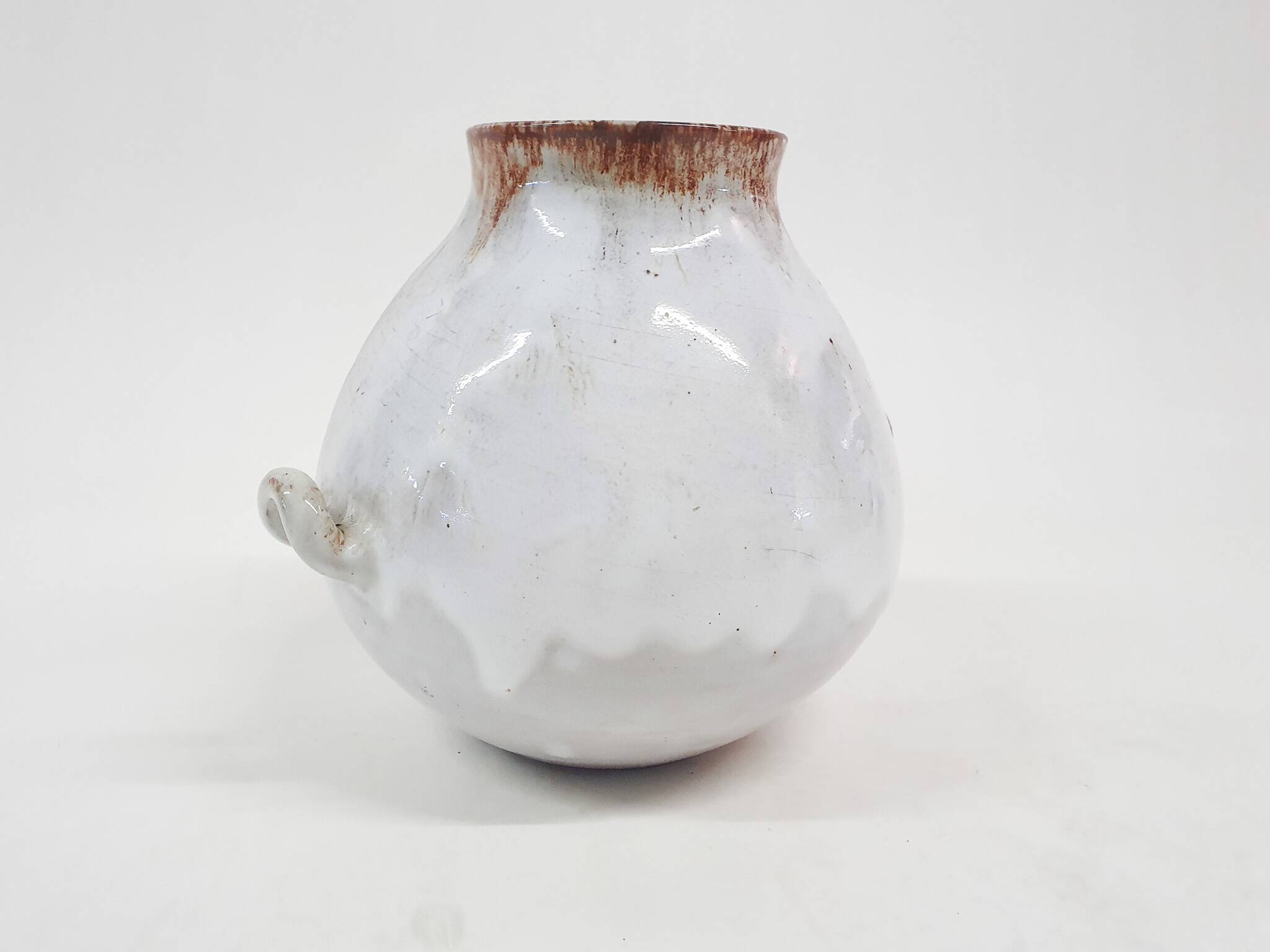White glazed ceramic vase by Mobach, The Netherlands 1950's