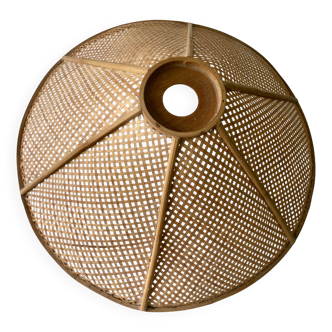 Large pendant light / lampshade in woven blond wicker
