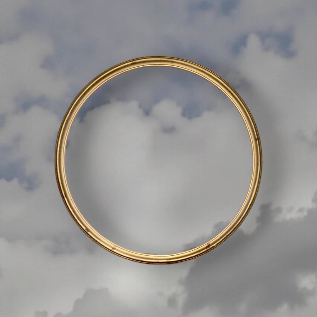 Rare round wall mirror in wood and gilded plaster – Ø 80 cm – 1950s