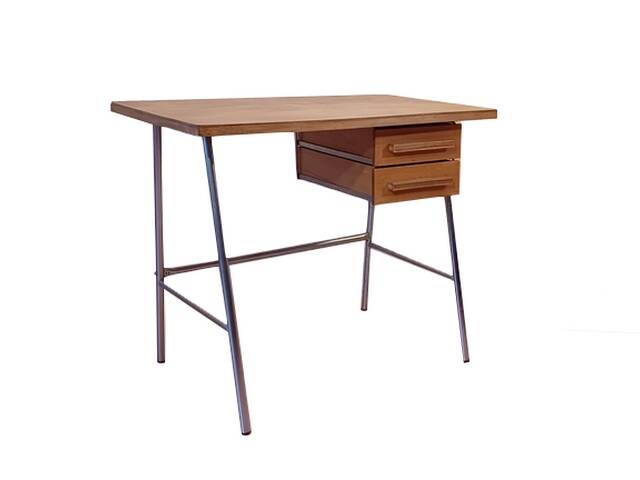 Petit bureau vintage en bois et métal