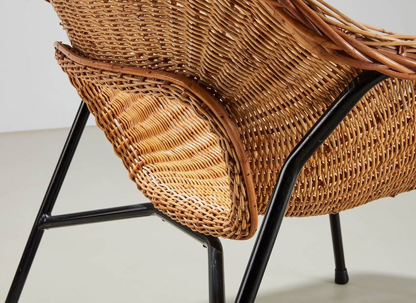 Rattan Lounge Chair by P.J. Muntendam for Gebr. Jonkers Netherlands 1954