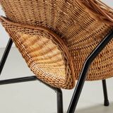 Fauteuil lounge en rotin par PJ Muntendam pour Gebr. Jonkers Pays-Bas 1954