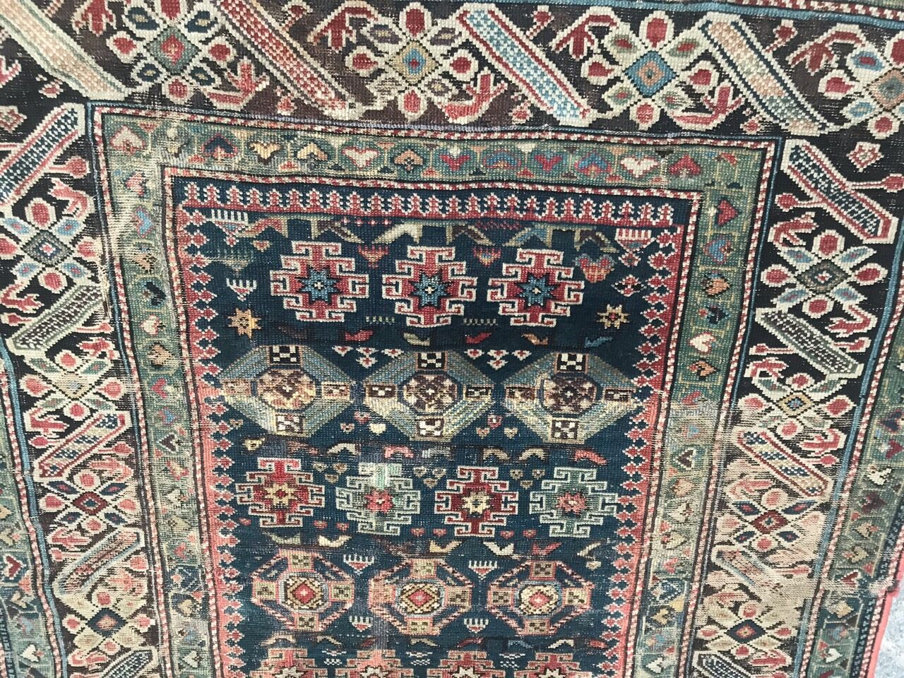 Old caucasian rug shirawan 19th handmade 105x148 cm