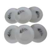 6 plates daisies flowers dessert arcopal 15992