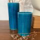 Paire de vases céramique turquoise style Lachenal
