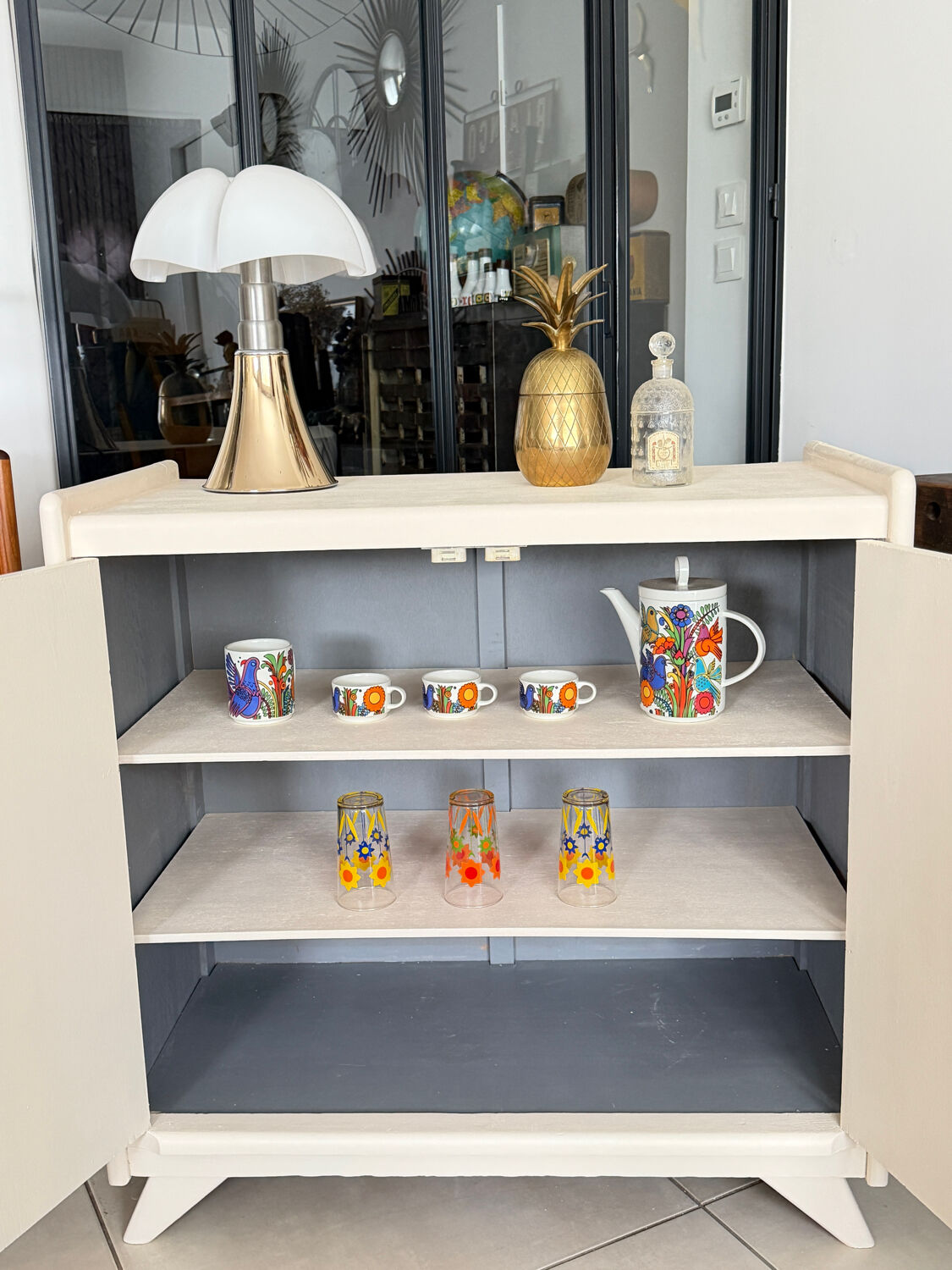 Vintage compass leg chest of drawers