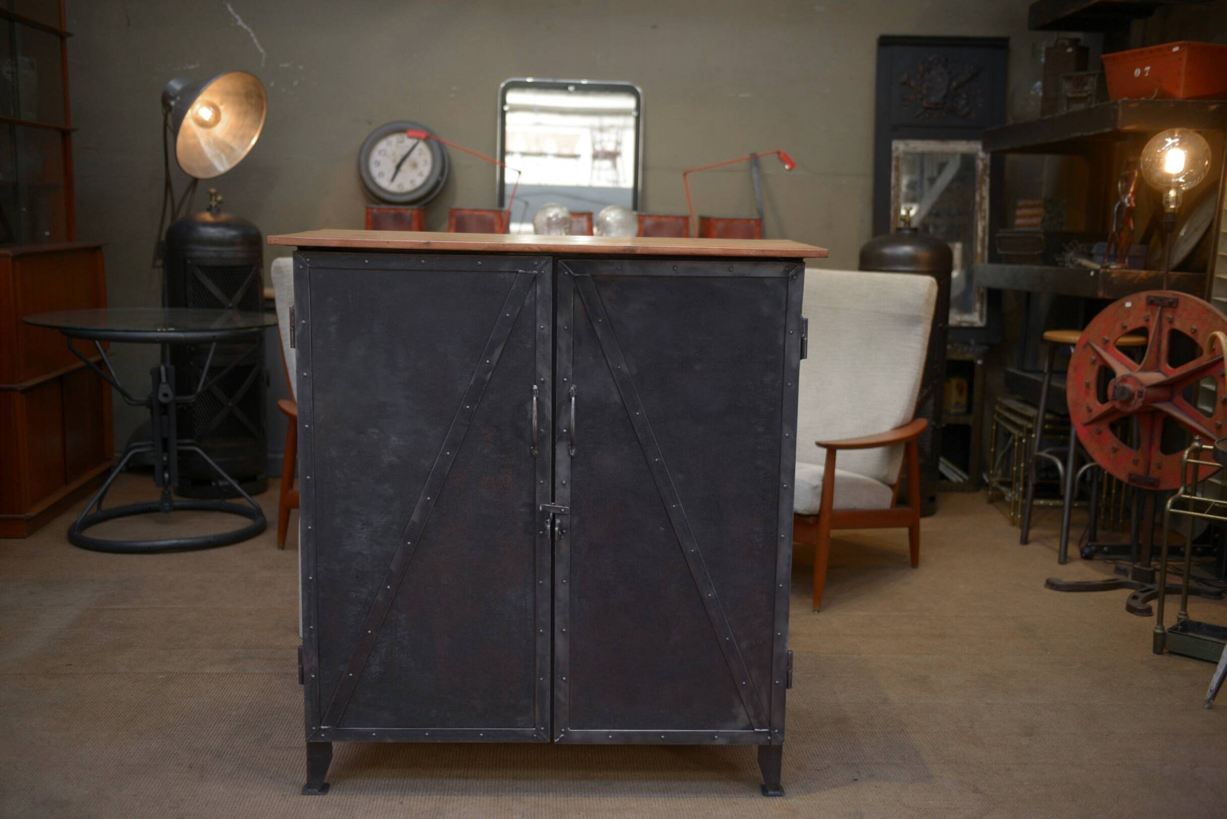 Riveted metal sideboard cabinet 1940
