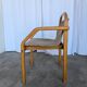 Vintage Beech Wood Dining Chair: 1970s Space Age Gray Fabric
