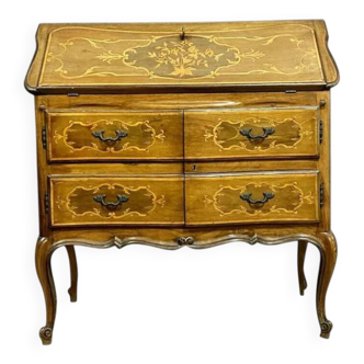Louis XV style scriban commode in marquetry