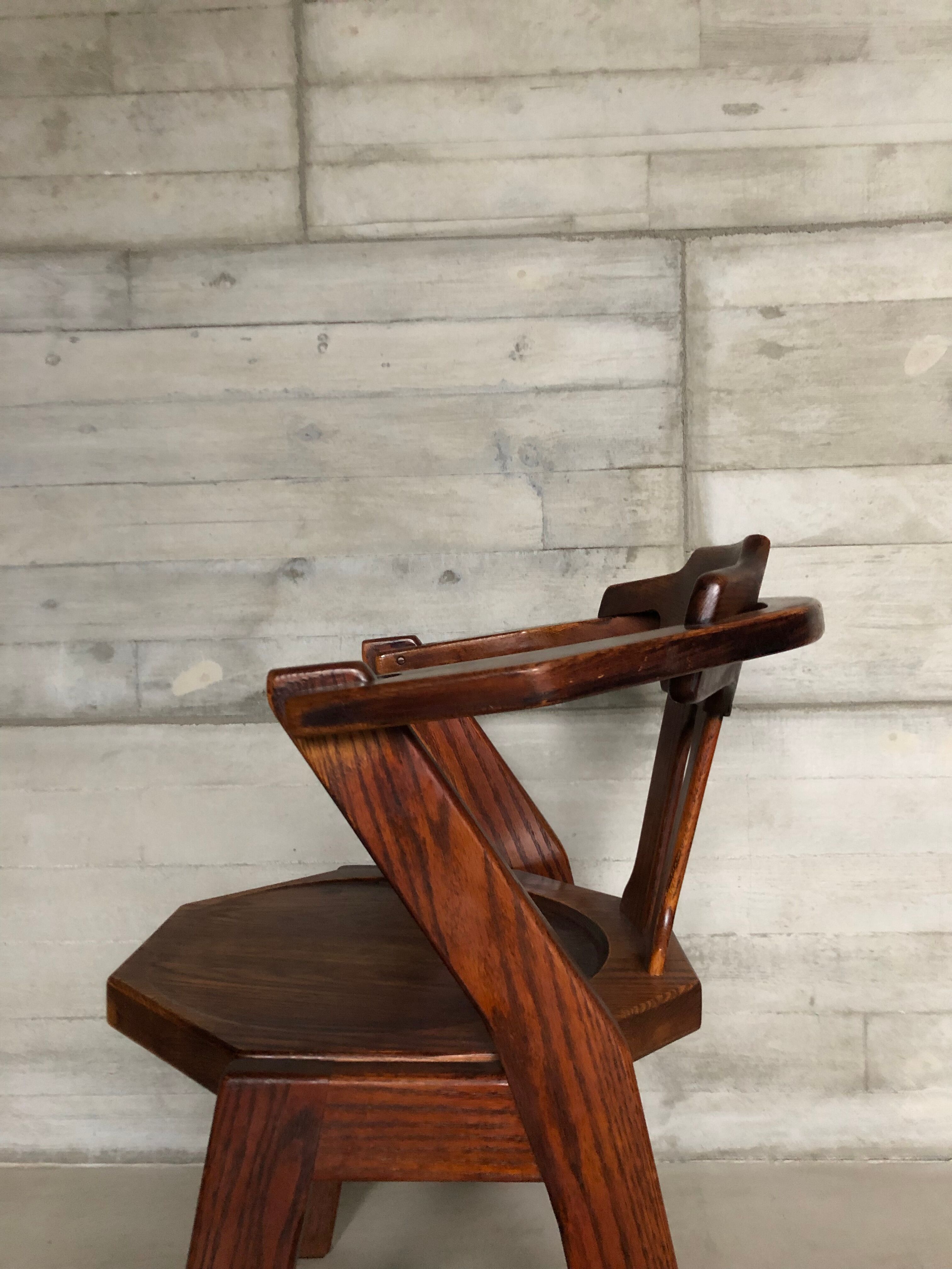 Set of 4 brutalist dutch oak chairs