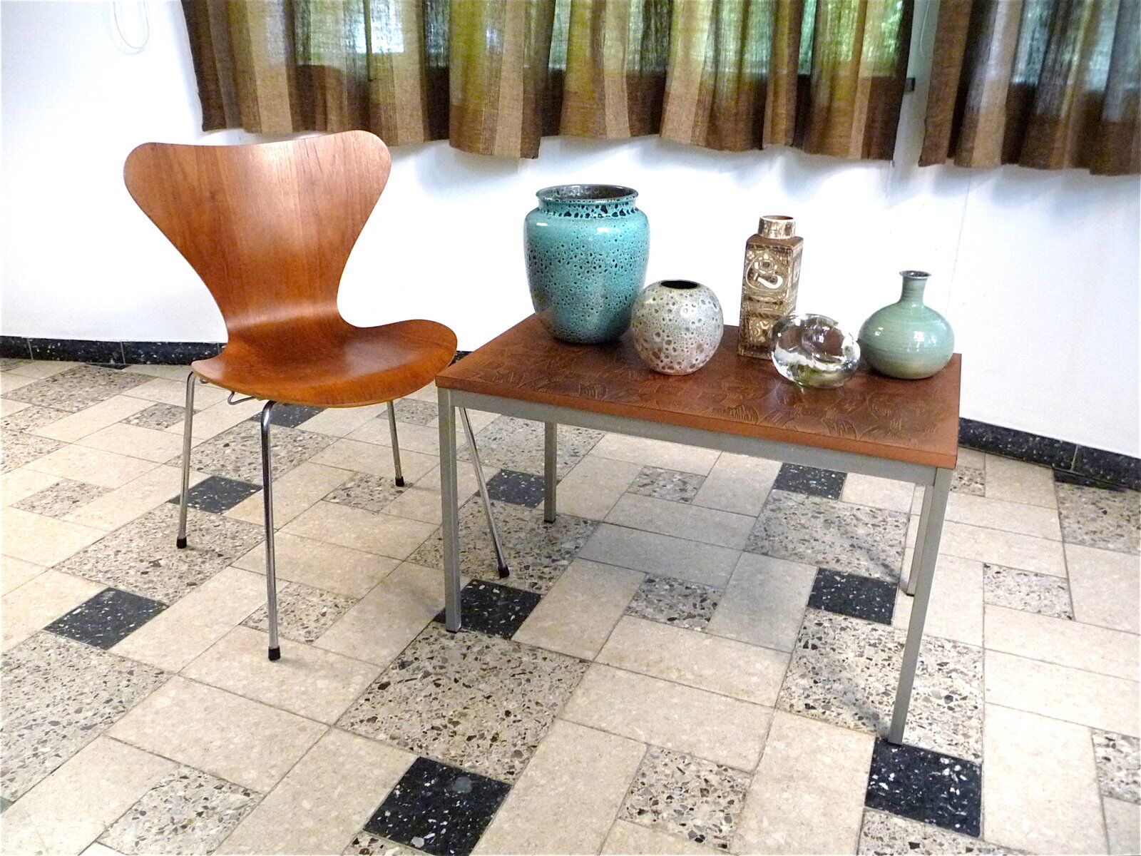 Copper side table with abstract relief from Opal Möbel, West-Germany 1960s