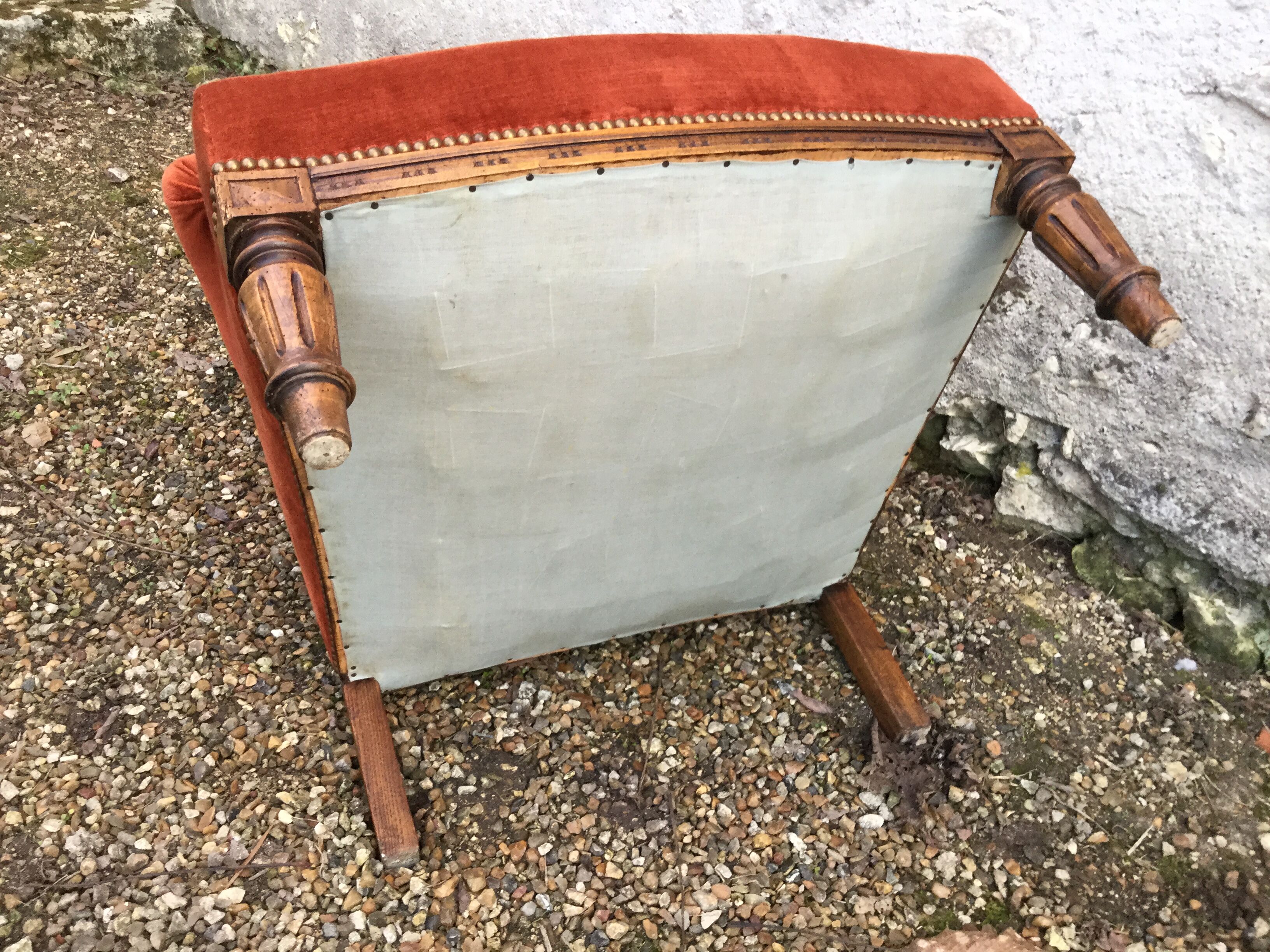 Fauteuil velours terracota